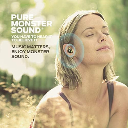 Monster Champion Wireless Earbuds, IPX8 Waterproof Sports Headphones with aptX Deep Bass, CVC 8.0 Call Noise Cancellation, Bluetooth 5.0, Type C Fast Charge, 100Hrs Charging Case