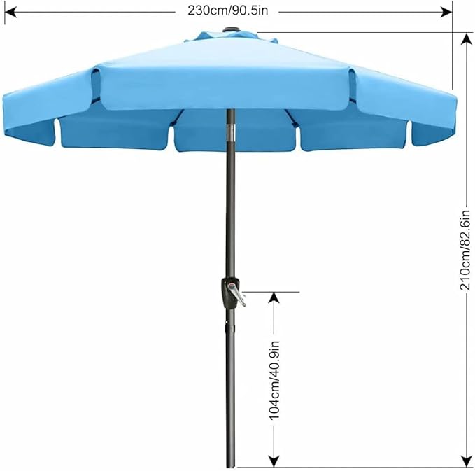 ABCCANOPY Patio Umbrella 7.5ft, Outdoor Table Umbrella with Push Button Tilt and Crank, 8 Ribs Umbrella for Patio Pool Garden Deck (Turquoise)