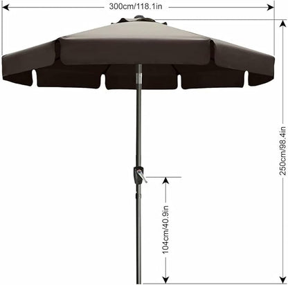 ABCCANOPY Patio Umbrella 10ft, Outdoor Table Umbrella with Push Button Tilt and Crank, 8 Ribs Umbrella for Patio Pool Garden Deck (Brown)