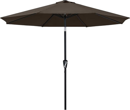 ABCCANOPY 9FT Outdoor Patio Umbrella, 8 Ribs Table Umbrella w/Crank for Easy Set Up, Suitable for Garden, Lawn, Deck & Backyard (Brown)