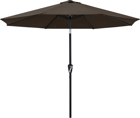 ABCCANOPY 9FT Outdoor Patio Umbrella, 8 Ribs Table Umbrella w/Crank for Easy Set Up, Suitable for Garden, Lawn, Deck & Backyard (Brown)