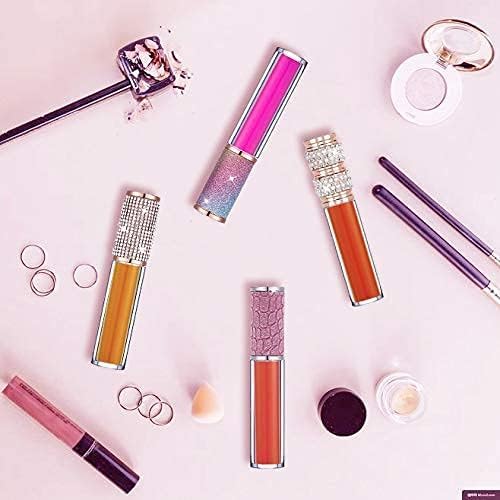 AMORIX 6pcs Lip Gloss Tubes with Wand 5ml Empty Lip Gloss Containers Purple Lipgloss Bottles Crystal Lip Supplies Kit with Syringe for DIY Lipgloss Base