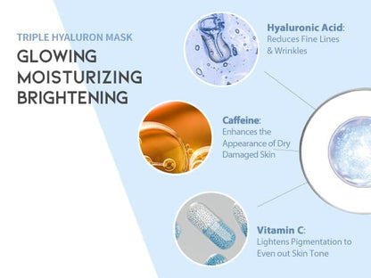 Retinol + Hyaluron Serum Korean Sheet Mask Sheet Gift Pack [20 Count] Plumping Glowing Luminating Hydrating Rejuvenating Sheet Mask Gift Pack
