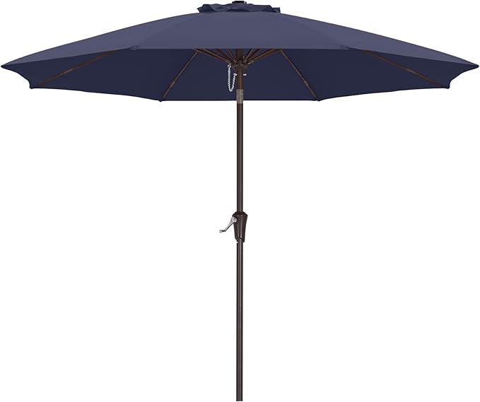 ABCCANOPY 9FT Outdoor Patio Umbrella, 8 Ribs Table Umbrella w/Crank for Easy Set Up, Suitable for Garden, Lawn, Deck & Backyard (Navy Blue)