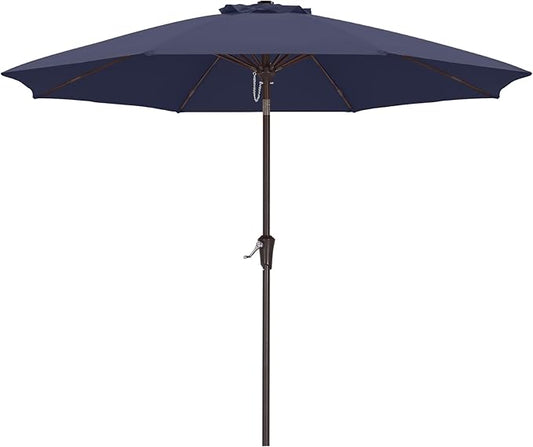 ABCCANOPY 9FT Outdoor Patio Umbrella, 8 Ribs Table Umbrella w/Crank for Easy Set Up, Suitable for Garden, Lawn, Deck & Backyard (Navy Blue)