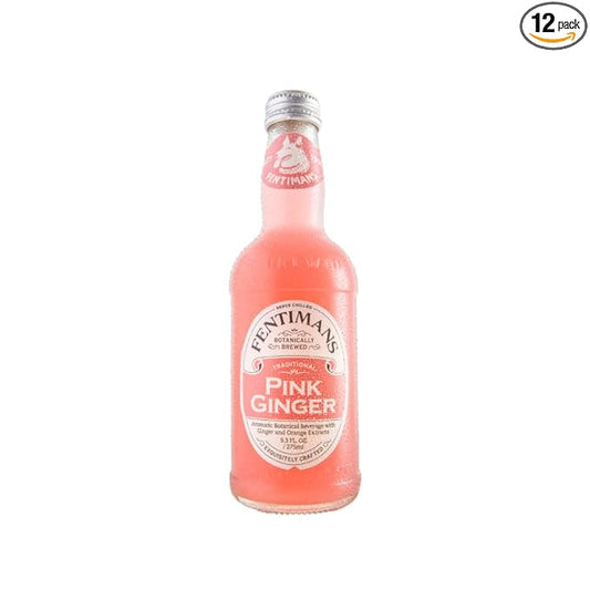 Fentimans Sparkling Pink Ginger Drink - Ginger Beer Non Alcoholic, Ginger Ale, Natural Craft Soda, Mixer, No Artificial Sweeteners or Preservatives, Botanically Brewed - 9.3 Fl Oz (Pack of 12)