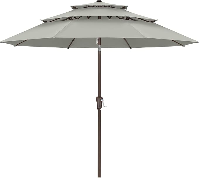 ABCCANOPY 9FT 3 Tiers Patio Umbrella (Gray)