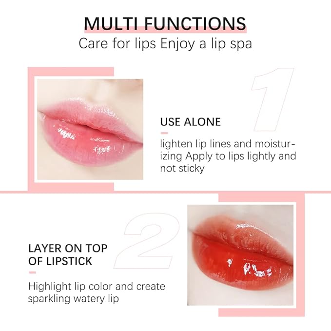 Hydrating Lip Glow Oil, Lip Oil Gloss Transparent Toot Tinted Nourishing Long Lasting Repairing Lightening Lip Lines (ROSEWOOD) 0.2 OZ