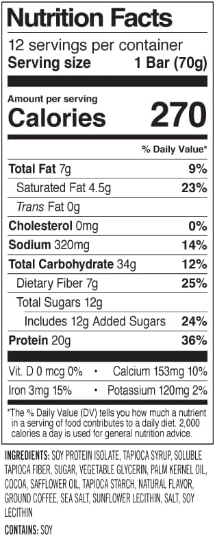 PROBAR - PROTEIN Bar, Coffee Crunch, Non-GMO, Gluten-Free, Healthy, Plant-Based, Whole-Food Ingredients, Natural Energy (12 Count)