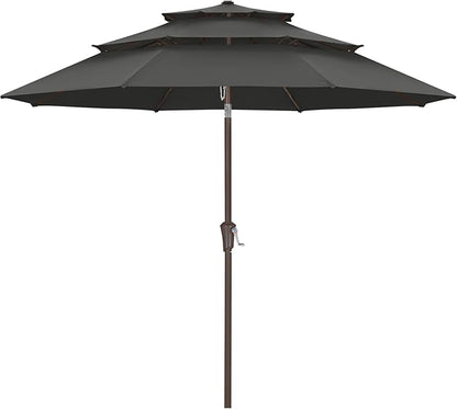 ABCCANOPY Patio Umbrellas 3 Tiers 9FT (Dark Gray)