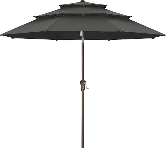 ABCCANOPY Patio Umbrellas 3 Tiers 9FT (Dark Gray)
