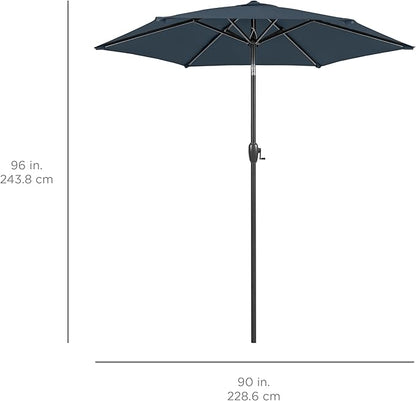 Best Choice Products 7.5ft Heavy-Duty Round Outdoor Market Table Patio Umbrella w/Steel Pole, Push Button Tilt, Easy Crank Lift - Slate Blue