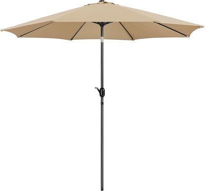 Yaheetech 10FT Patio Umbrella Outdoor Patio Yard Market Table Umbrella with Push Button Tilt & Crank for Garden/Beach/Lawn/Deck/Backyard/Pool, 8 Ribs, Tan