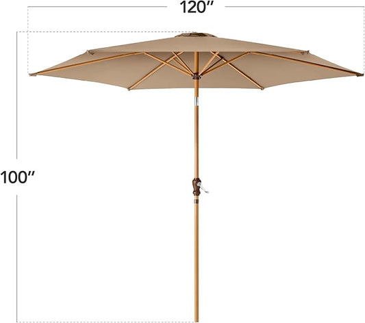 Best Choice Products 10ft Market Umbrella, Outdoor Sun Shade for Backyard, Deck, Poolside, Table w/Woodgrain Pattern, Easy Tilt & Crank - Tan