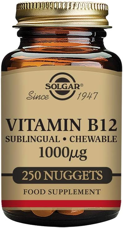 Solgar Vitamin B12 1000 mcg, 250 Nuggets - Supports Production of Energy, Red Blood Cells - Healthy Nervous System - Promotes Cardiovascular Health - Vitamin B - Non-GMO, Gluten Free - 250 Servings