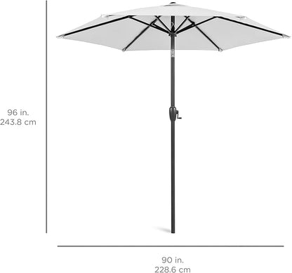 Best Choice Products 7.5ft Heavy-Duty Round Outdoor Market Table Patio Umbrella w/Steel Pole, Push Button Tilt, Easy Crank Lift - Fog Gray