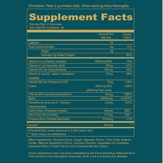 WEEM Hair Skin and Nails Gummies - Supports Healthy Hair - Vegan biotin Vitamins for Women & Men Supports Faster Hair Growth, Stronger Nails, Healthy Skin, Extra Strength (3)