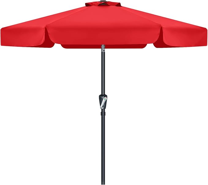MASTERCANOPY Valance Patio Umbrella for Outdoor Table Market (7.5ft, Red)