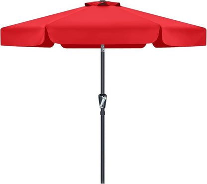 MASTERCANOPY Valance Patio Umbrella for Outdoor Table Market (7.5ft, Red)