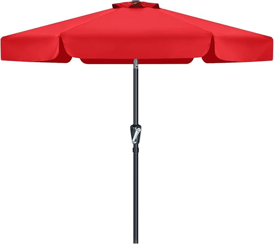 MASTERCANOPY Valance Patio Umbrella for Outdoor Table Market (7.5ft, Red)