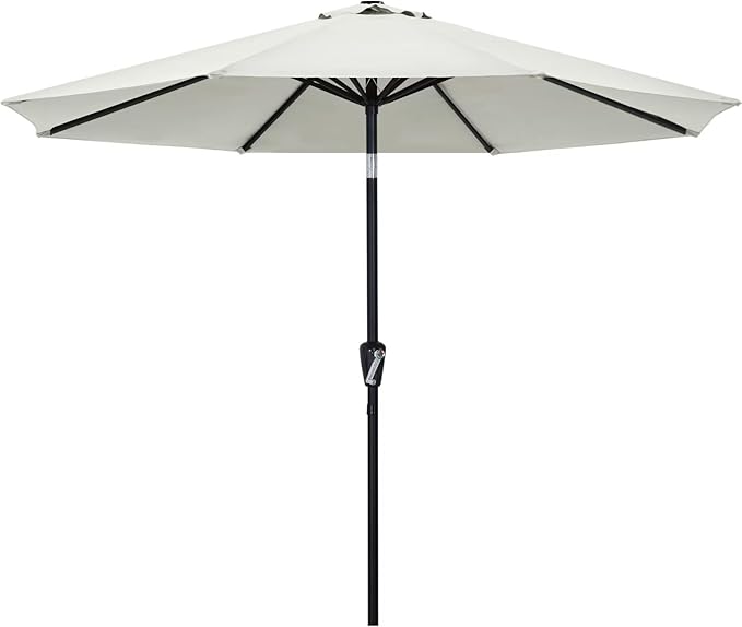 ABCCANOPY 9FT Outdoor Patio Umbrella, 8 Ribs Table Umbrella w/Crank for Easy Set Up, Suitable for Garden, Lawn, Deck & Backyard (Light Beige)