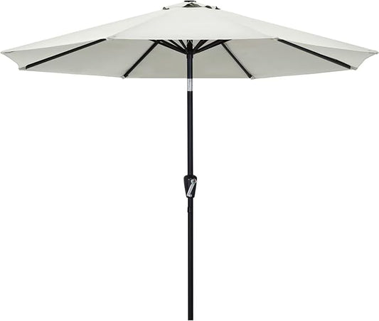 ABCCANOPY 9FT Outdoor Patio Umbrella, 8 Ribs Table Umbrella w/Crank for Easy Set Up, Suitable for Garden, Lawn, Deck & Backyard (Light Beige)
