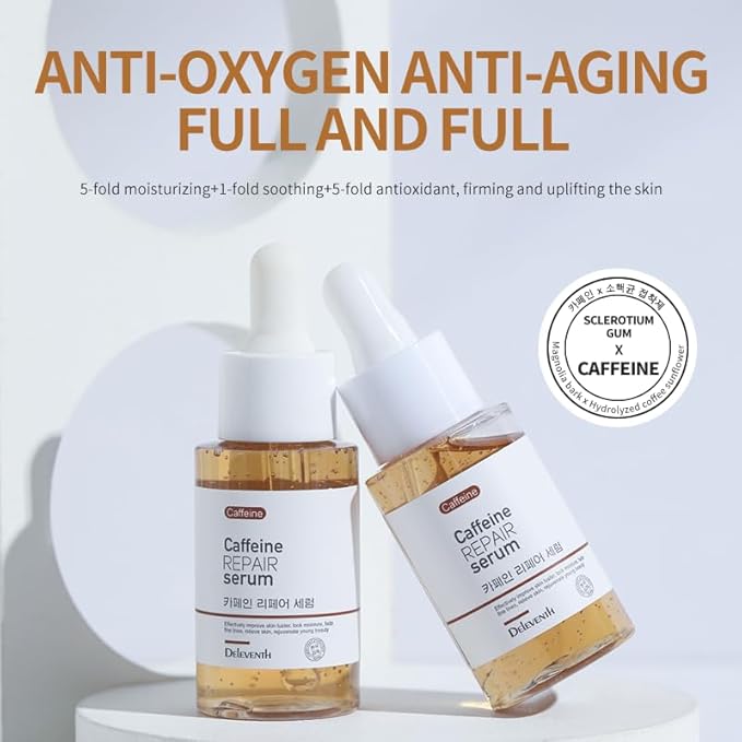 DEleventh Korea Caffeine Face Serum 37ml / Anti-Aging & Anti-Oxidation, Repair and Rejuvenate for Youthful Beauty, Improve Skin Luster, Lock Moisture, Fade Fine Lines, Relieve and Revitalize Your Skin