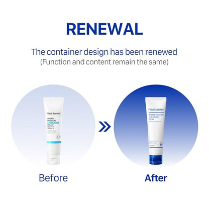 Real Barrier | Intense Moisture Hyaluronic Cream | Panthenol Skin Barrier Repair Face Cream | Hyaluronic Acid Moisturizing Face Lotion | Face Moisturizer for Dry & Sensitive Skin | 2.02 fl oz (60ml)