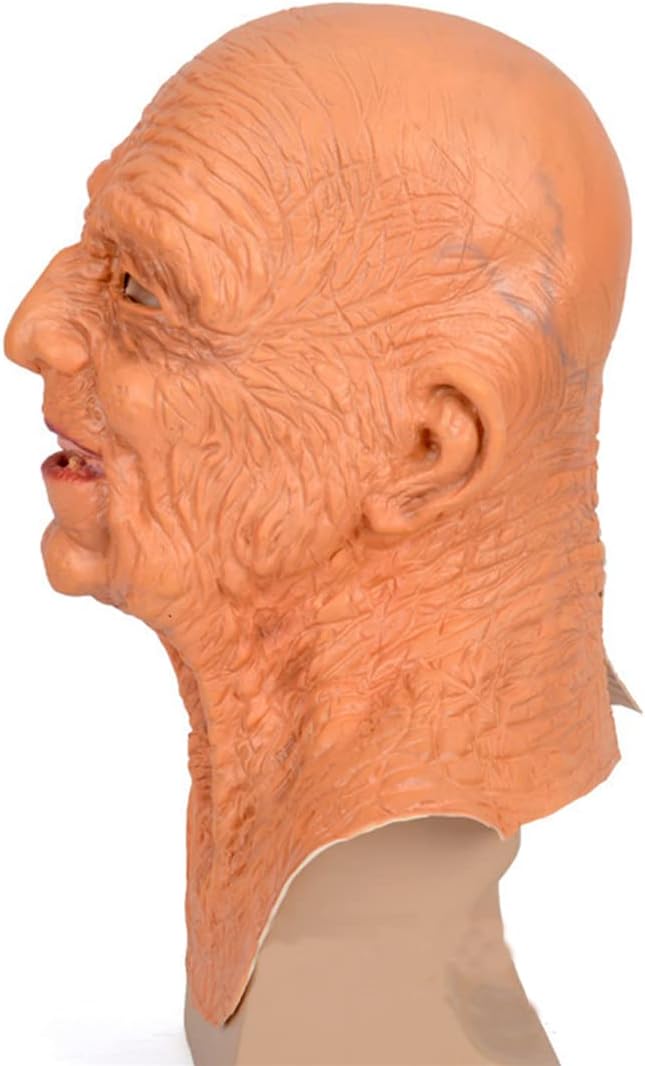 Realistic Old Man Mask Halloween Mask Scary Latex Old Man Grandpa Mask Halloween Wrinkle Face Mask