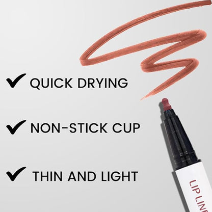 evpct Longwear Liquid Lip Liner Stain Marker Pen Long Lasting Waterproof, Nude Brown Mocha Matte Semi Permanent 24 Hour Lip Liner and Lipstick Combo, Color Stay Lipliner All Day, Lips Stain peel off