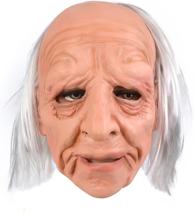 Halloween Realistic Old Man Mask Adlut -Latex Human Old Person Men Full Head Mask Costume