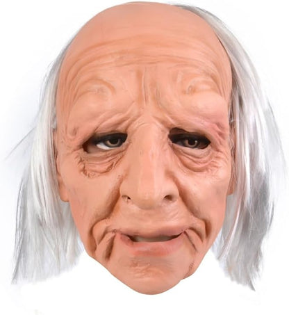 Halloween Realistic Old Man Mask Adlut -Latex Human Old Person Men Full Head Mask Costume