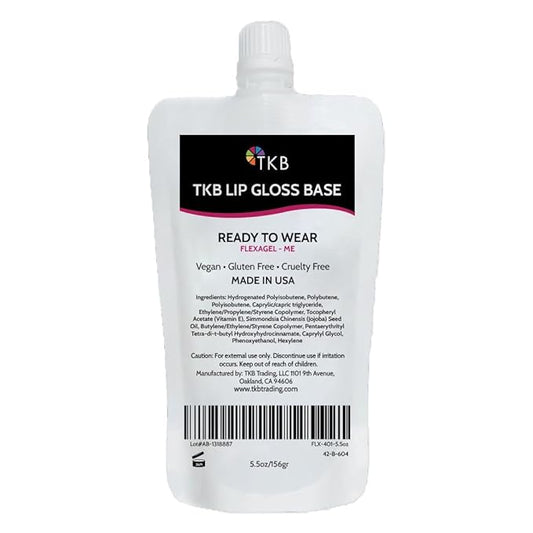 TKB Lip Gloss Base (Flexagel ME)| Clear Lip Gloss Base for DIY Lip Gloss| Ready-to-Wear| Moisturizing, High Shine, Crystal Clear, Vegan, Gluten and Cruelty free| Made in USA. (5.5oz (156g))