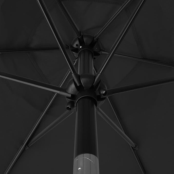 Sunnyglade 7.5' Patio Umbrella Outdoor Table Market Umbrella with Push Button Tilt/Crank, 6 Ribs (Black)