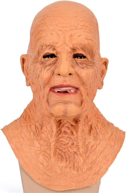 Realistic Old Man Mask Halloween Mask Scary Latex Old Man Grandpa Mask Halloween Wrinkle Face Mask