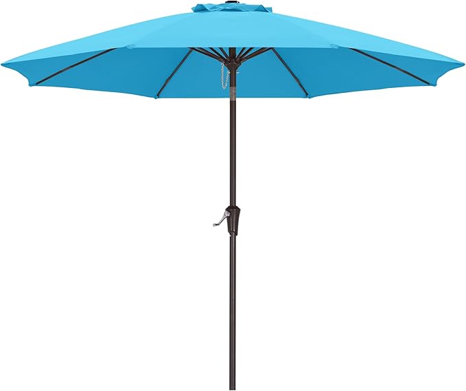 ABCCANOPY 11FT Patio Umbrella, Waterproof Table Umbrella with Push Button Tilt and Crank, 8 Ribs UV Protection Pool Umbrella for Garden, Lawn, Deck & Backyard (Turquoise)