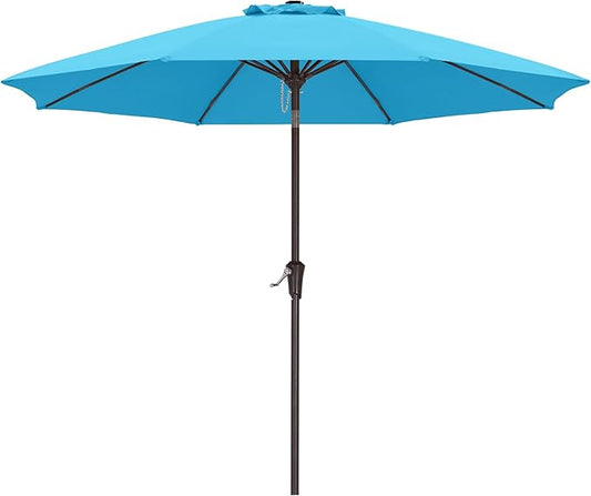 ABCCANOPY 11FT Patio Umbrella, Waterproof Table Umbrella with Push Button Tilt and Crank, 8 Ribs UV Protection Pool Umbrella for Garden, Lawn, Deck & Backyard (Turquoise)