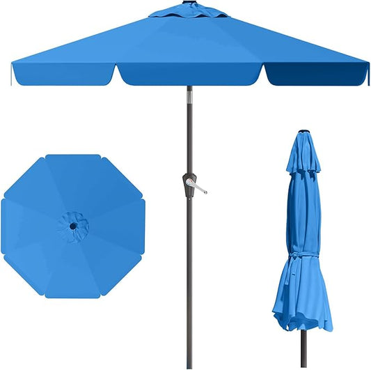 10FT Patio Umbrella Table Market Umbrella w/Tilt and Crank Outdoor Umbrellas for Garden, Deck, Backyard, Pool and Beach, Royal Blue