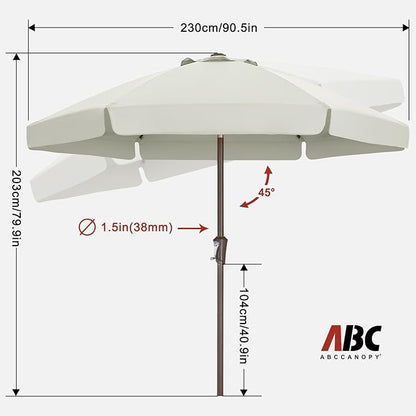 ABCCANOPY 7.5ft Patio Umbrella, Outdoor Table Umbrella with Push Button Tilt and Crank, Market Umbrella for Patio Pool Garden Deck (Light Beige)