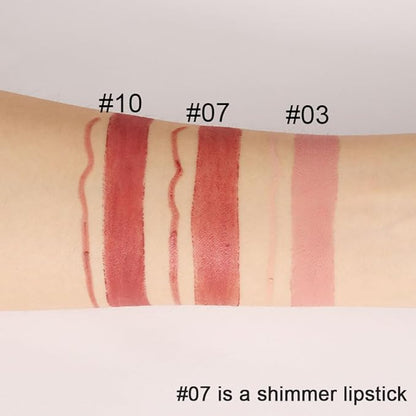 2-in-1 Rose Gold Lip-Gloss Lip Liner & Lipstick Set Kit for Women, Matte Lips Kit with Lip Liner Lip Stains Long Lasting Waterproof 24 Hour Lipstick and Lip Liners Combo Lipliners Pencil Set 07