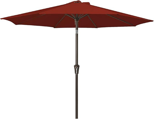JEAREY 9FT Outdoor Patio Umbrella Outdoor Table Umbrella with Push Button Tilt and Crank, Market Umbrella 8 Sturdy Ribs UV Protection Waterproof for Garden, Deck, Backyard, Pool (Deep Red)