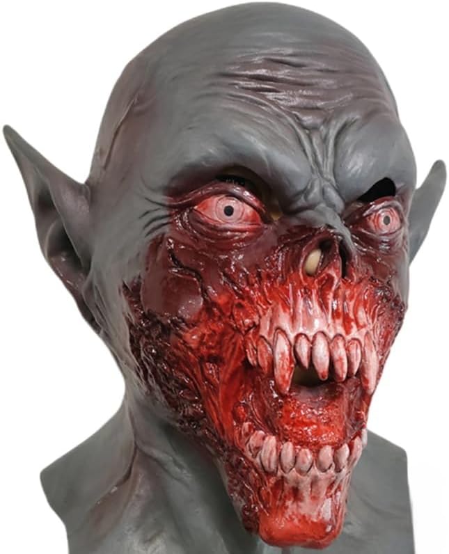 Scary Halloween Mask for Adults - Realistic Vampire Zombie Head Latex Masks Monster Costume Props Horror Cosplay & Party Helmet