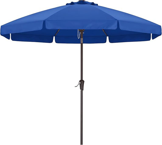 ABCCANOPY Patio Umbrella 10ft, Outdoor Table Umbrella with Push Button Tilt and Crank, 8 Ribs Umbrella for Patio Pool Garden Deck (Blue)
