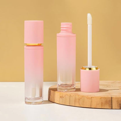5 Pcs Gradient Pink Lip Gloss Tubes 8ml Empty Refillable Plastic Lip Gloss Containers with Wand Applicators for DIY Lip Gloss Lipstick