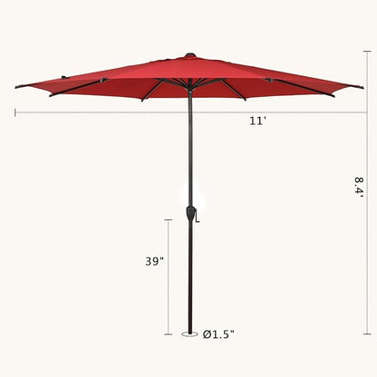 Abba Patio 11FT Lyon Outdoor Patio Umbrella Outdoor Table Umbrella with Push Button Tilt and Crank Market Umbrella 8 Sturdy Ribs UV Protection Waterproof for Garden Deck Backyard Pool Dark Red