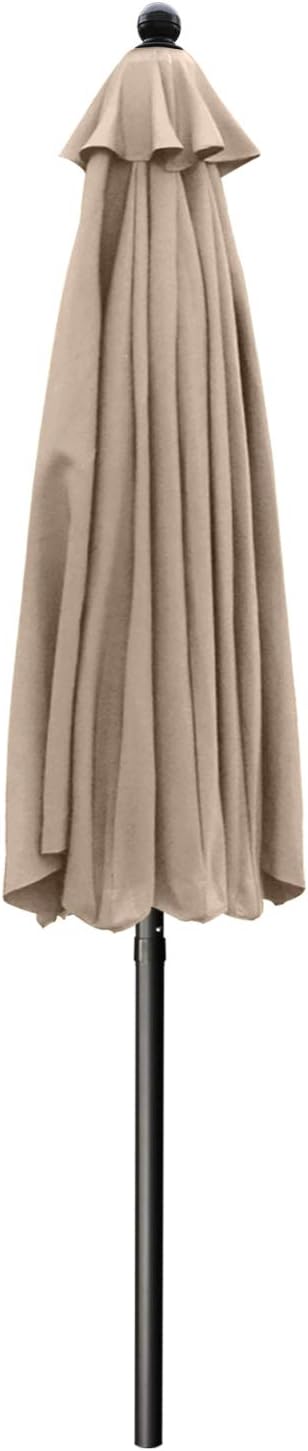 ABCCANOPY Patio Umbrella 7.5ft, Outdoor Table Umbrella with Push Button Tilt and Crank, 6 Ribs Umbrella for Patio Pool Garden Deck (Khaki)