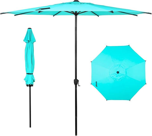 Abba Patio 11FT Lyon Outdoor Patio Umbrella Outdoor Table Umbrella with Push Button Tilt and Crank Market Umbrella 8 Sturdy Ribs UV Protection Waterproof for Garden Deck Backyard Pool Light Blue