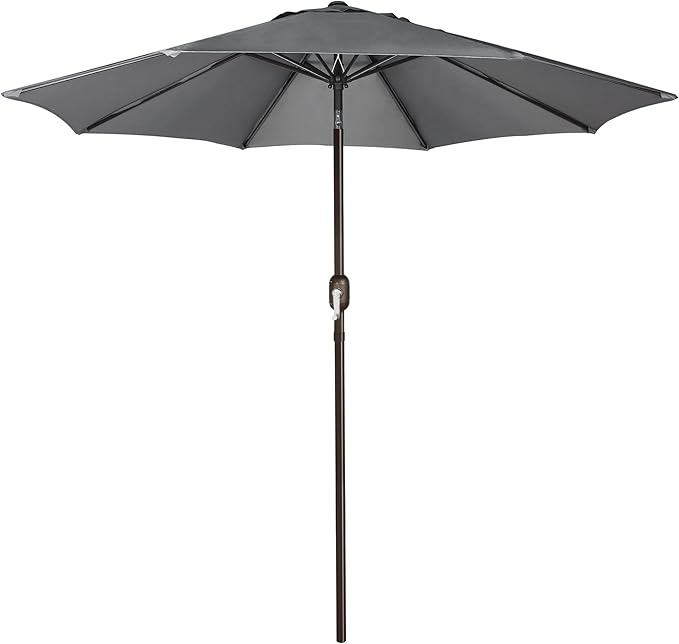 Blissun 9' Outdoor Patio Umbrella, Outdoor Table Umbrella, Yard Umbrella, Market Umbrella with 8 Sturdy Ribs, Push Button Tilt and Crank