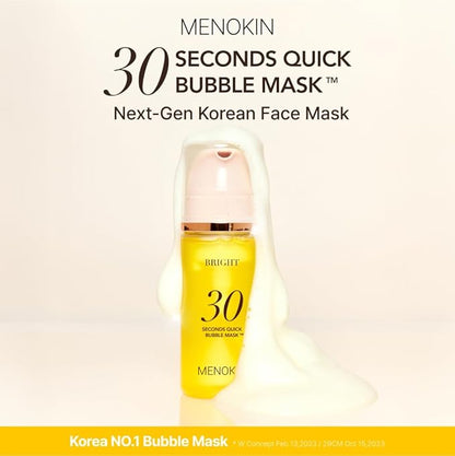 MENOKIN 30 Seconds Quick Bubble Mask [BRIGHT] - [Vitamin C] [Glutathione & Niacinamide] in Micro-bubbles for Dark Spots, Uneven Skin Tone, Korean Skin Care Essential, 70 Uses, 3.21 fl.oz