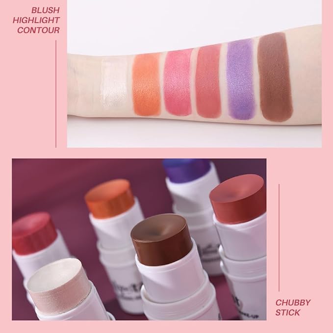 Orange Cream Blush Stick for Cheeks, Waterproof Face All Skin